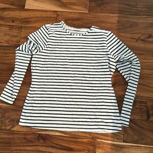 Land's End long sleeve white and navy strip rash guard. Size large